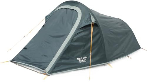 Vango Soul Tent with Darkened Bedroom, Compact, Lightweight, Tunnel, Easy to Pitch, Backpacking, Festivals, Wild Camping, Hiking, 3000mm HH (Deep Blue, 200 (2 Person))