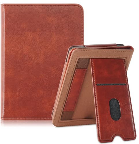 TOPCASE Case for Kobo Clara / Tolino Shine Smart Cover with Hand Strap Card Slot and Auto Sleep/Wake, Brown