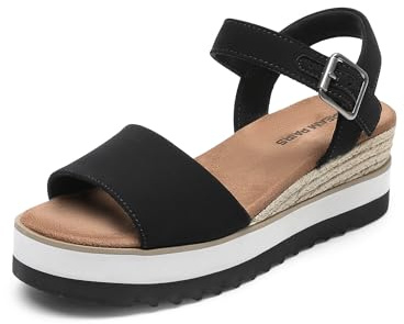 DREAM PAIRS Women's Espadrille Platform Wedge Sandals | high-elasticity sponge insole, sawtooth slip-resistant outsole, everyday versatile