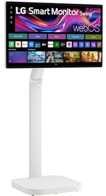 LG SMART Monitor Swing 32U889SA-W - 4K UHD IPS Touchscreen 32 inch, HDR10, Ergonomic Rolling Stand, Built-in Speakers, Wifi, Bluetooth, Airplay webOS Smart TV app, HDMI, USB-C, POGO, White