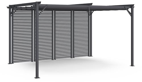 IDMarket – Pergola Edición Colector Pergola Techo retráctil 3 x 4 M 4 caras modulares, Gris Antracita