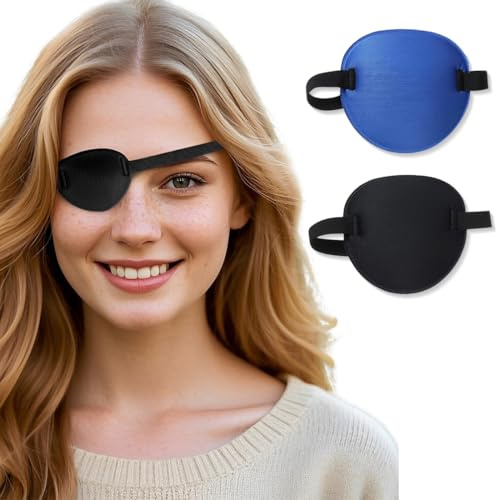 KEWUF 4 Pezzi benda occhio, Benda Occhio Regolabile,Benda Medica per Occhio di Correzione per Adulto e Bambini,Maschera per gli occhi per L'amliopia e lo Strabismo e il pirata cosplay di Halloween