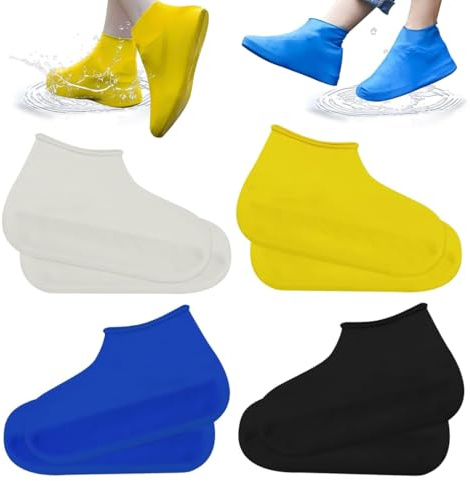 ZORVYN 4 Paia Copriscarpe Silicone Impermeabili Copri Scarpe per Pioggia Riutilizzabili Antiscivolo Lavabili per Uomo Donna Taglia L