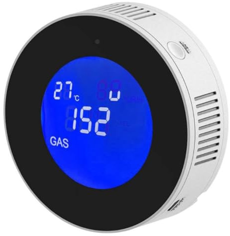 Clueltes Alarma Inteligente de Gas Natural Tuya con Wifi y Función de Temperatura. Detector de Fugas de Gas Combustible con Pantalla LCD y App Tuya (UE).