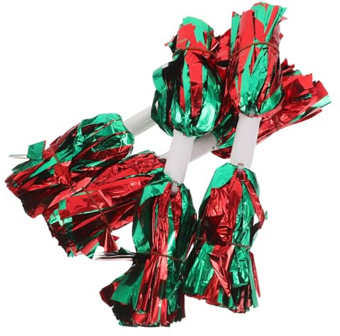 Alasum 4 Pièces Pompons de Cheerleading Métalliques avec Manchette Antidérapante Lot de Accessoires pour Équipe de Danse et Équipement Sportif pour Filles