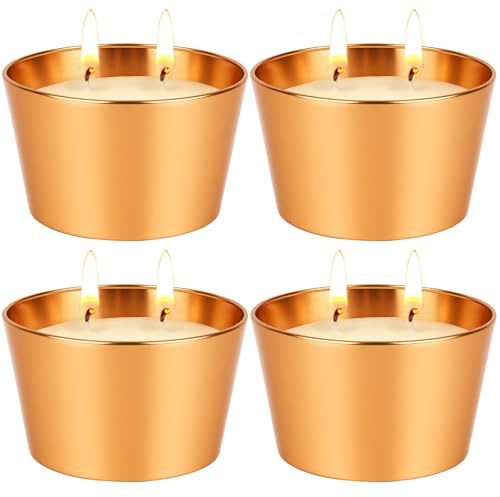 Velas de citronela al aire libre, paquete de 4 velas de cera de soja de citronela para exteriores, 240 horas de combustión, tarro decorativo perfumado para patio, jardín, patio, campamento, verano