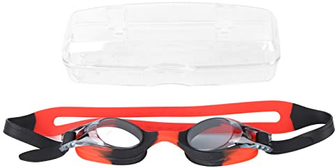 EOJDDPA Occhialini da nuoto per bambini Vista chiara Antiappannamento Comoda fascia in silicone regolabile Lente per PC per Ragazzi Ragazze Piscina Spiaggia Nuoto (Rosso Nero)