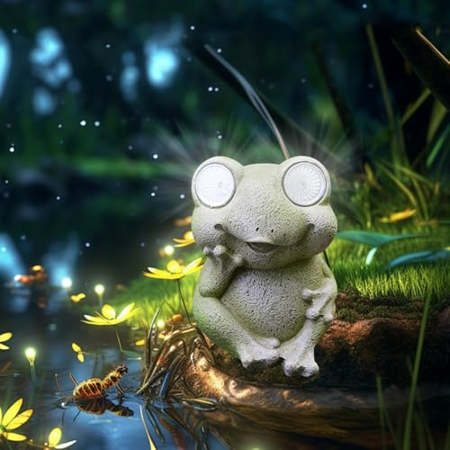YZYOE LED solare piccola rana luce, lampada di decorazione atmosfera all'aperto, luci di paesaggio di giardino di rana animale di resina carina.