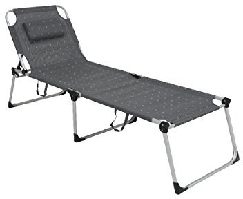 greemotion Sonnenliege Lucca Klappliege mit gepolstertem Kopfteil, Alu, grau, ca. 226 x 44 x 70 cm