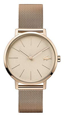 Lacoste Analog Quarzuhr für Damen Kollektion Moon mit Roségoldfarbenes Edelstahl-Mesh-Gliederarmband - 2001080