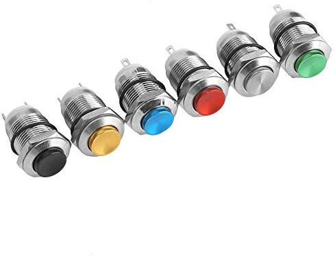 6 interruttori a pulsante momentanei 12 mm IP67 impermeabile reset pulsante in metallo senza luce 2A/250 VAC blu, verde, nero, rosso, giallo, metallizzato
