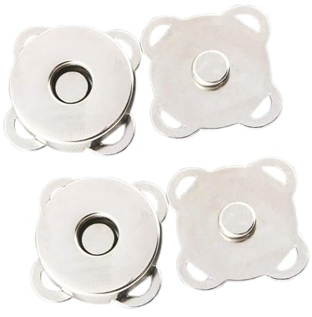 Trimming Shop Sew On Magnetic Press Stud Clasps, 14mm, 50pcs, Silver | Lightweight 2-Part Snap Fasteners for Leather Craft, Sewing, Bags, Accessories, Clothing Repair, Crafts & DIY Projects