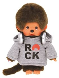 BANDAI - Monchhichi - Plüschtier Monchhichi Rock - Ikonisches Affenkuscheltier der 80er Jahre, Superweiches Kuscheltier 20 cm für Kinder - Spielzeug für Kinder ab 2 Jahren - SE25283
