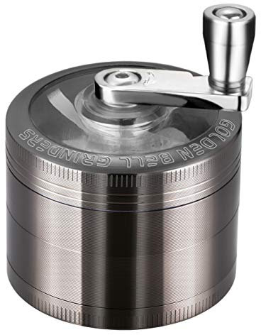 Golden Bell Grinder 2 inch Hand Cranked Spice Grinder 4 Layers Zinc Alloy Grinder - Nickle Black