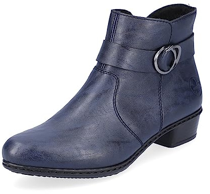 Rieker Donna Stivaletti Y0775, Signora Stivali da Biker,Stivale da Motociclista,Boots,Stivaletto,Piatto,Blu (Blau / 14),37 EU / 4 UK
