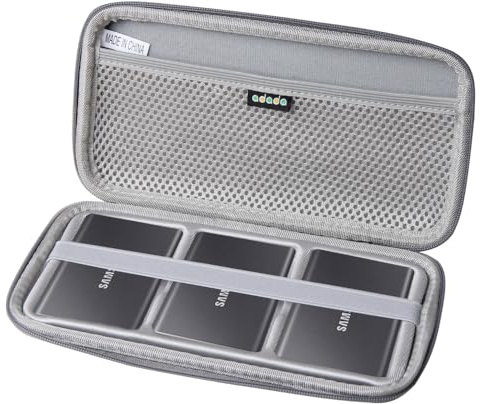 Adada Hard Travel Case for Samsung T7 / T7 Touch Portable SSD 1TB 2TB 500GB USB 3.2 External Solid State Drive Case for 3 Hard Drives (Gray)