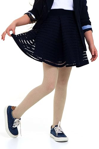 looksy Medias De Red Para Niña Pantimedias De Malla Duraderas Cómodas Con Patrón De Red De Diamantes Pequeños Medias De Moda Fiesta Escolar De Baile Lena, Natural 11-12 años (146-152 cm)
