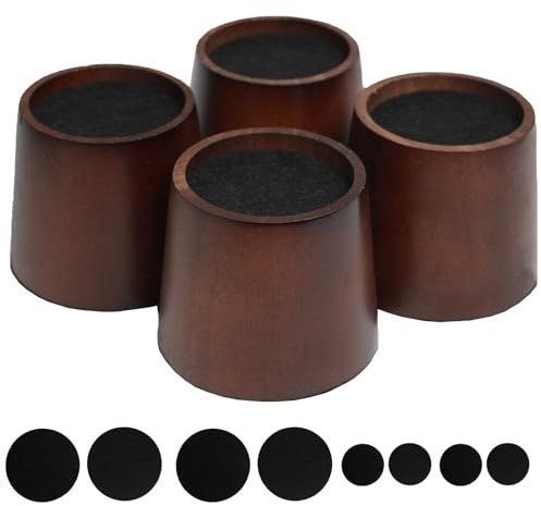 Txcucc möbelhöjare i trä 10 cm avsmalnande sänghöjare set med 4, kraftiga sänghöjare i trä för bord, soffa, soffa, skrivbord och byrå