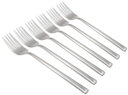 Argon Tableware Tondo Stainless Steel Dinner Forks - 21.5cm - Pack of 6 - Silver Dining Forks High Polished Metal Dishwasher Safe 6-Piece Table Cutlery Set