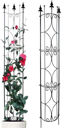 Thealyn Rankgitter Garten 2 Pack 182cm H x 31cm B Metall Pflanzen Rankgitter Indoor/Outdoor Metall Garten Rankgitter Pflanzengitter für Topfpflanzen Kletterpflanzen (Schwarz)