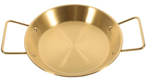 IMIKEYA 1pc Binaural Stainless Steel Frying Pan Rice Pan Non-Stick Cookware for Healthy Cooking for Pasta and Salads Induction Compatible