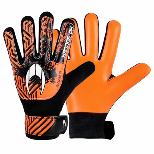 HO Soccer Game Blue Guantes de Portero, Unisex Niños, Negro/Naranja