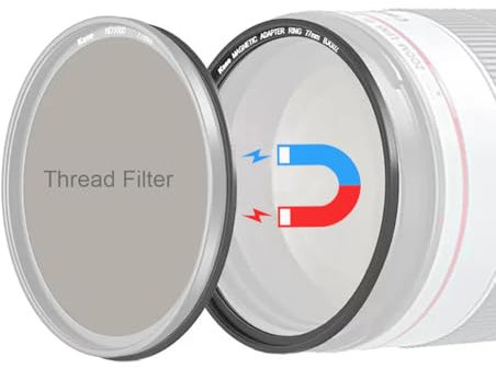 Kase 82mm Magnetic Lens and Filter Adapter Ring Kit - Convert 82mm Screw-in Thread Filter to Magnetic Filter, Ultra-Thin & Aluminum Alloy