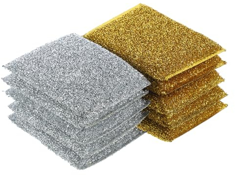 IMIKEYA 10piezas Paquete De Paños De Cocina Doble Cara Estropajo Reutilizable para Lavar Platos Suave y Absorbente De Limpieza Doméstica Colores y Plata