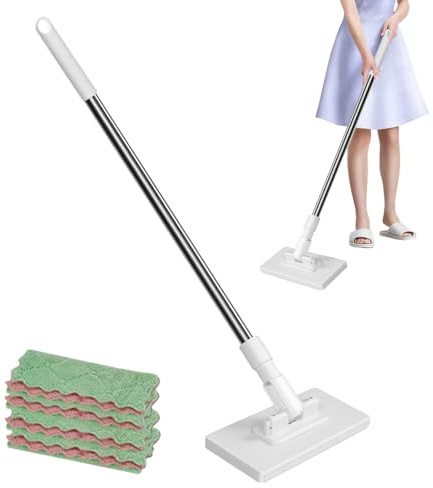 Balai de nettoyage de cuisine, chiffon de sol sans rinçage avec 4 chiffons réutilisables | outil de nettoyage domestique et dépoussiérage pour fenêtres et chambres
