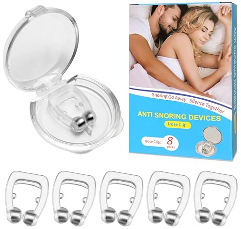 Hautllaif Anti Schnarch Nasenclip 8 Stück – Wiederverwendbare Schnarchstopper Nasendilatator – Schnarchhilfe für Männer & Frauen – PVC + PC Nasenspreizer, Transparent, Für Besseren Schlaf in der Nacht