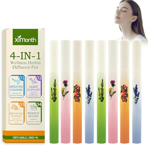 8 pezzi Purificatore Polmonare alle Erbe di Verbascum, Purificatore Polmonare Verbascum, Penna Diffusore Aggiornata alle Erbe, Aromaterapia Verbascum Pulizia Polmonare Inalatore, per Uomini Donne