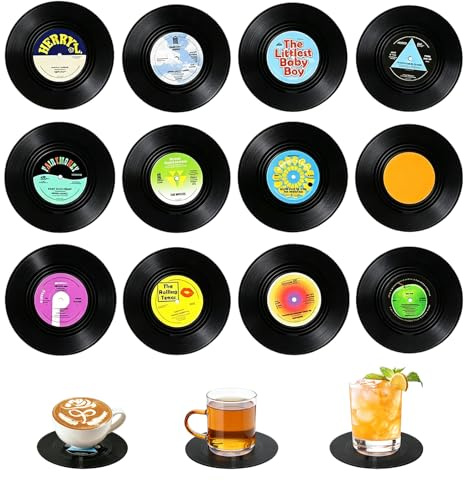 wlsvega 12 PièCes Dessous De Verre,sous Verre,Disque Vinyle Coaster
