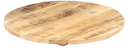 Tidyard Tischplatte Massivholzplatte Holzplatte Ersatztischplatte Holz Platte für Esstisch Esszimmertisch Massivholz Mango Rund 25-27 mm 60 cm