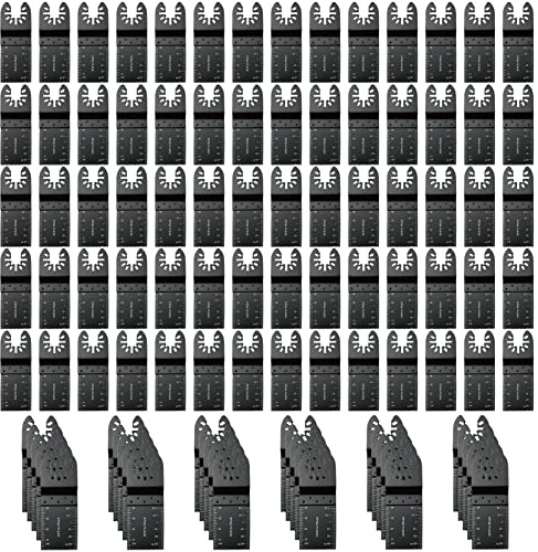 TrivdPro 100Pcs Oscillating Tool Blades Professional Universal Oscillating Saw Blades Wood Multitool Blades Compatible with Dewalt, Milwaukee, Ryobi, Rockwell, Bosch