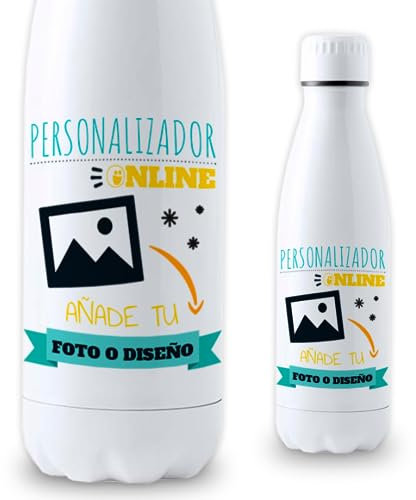 DEREGALOOS Botella Personalizada con Foto y Texto. Botella Acero Inoxidable 700ml Reutilizable para Regalo. Diseño Único para Escuela Oficina Deportes Niños Adultos