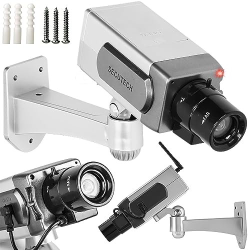 Retoo Schwenkbare Dummy Kamera für außen und innen, Drahtlose Kamera mit Blinkendem LED Wetterfest Sicherheitskamera Fake Camera für Zuhause und Büro Überwachung Attrappe Camera 15.5x7x22.2cm