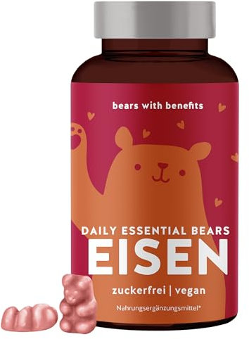 Eisen Gummibärchen - Kraftpaket gegen Eisenmangel - 14mg pro Dosis - 45 Stück - Für kognitive Energie und starkes Immunsystem - Vegan-zuckerfreie Vitamin Gummies - Bears with Benefits