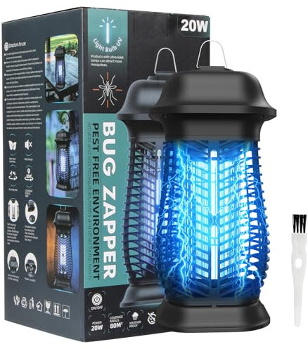 Oziral Lámpara eléctrica antimosquitos con Trampa para Insectos, 20W, 4200V, Cable de alimentación de 1,5 m y Gancho, Adecuada para Uso en Interiores