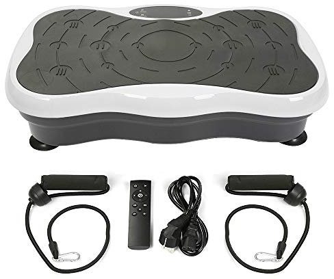 OHMG Plataforma Vibratoria,Placa de Vibración,Masajeador de Ejercicio Entrenamiento Masaje,Maquina de Adelgazar Muscular Motor Silencioso,Pantalla Táctil,Tecnología LED,Control Remoto (Blanco y negro)