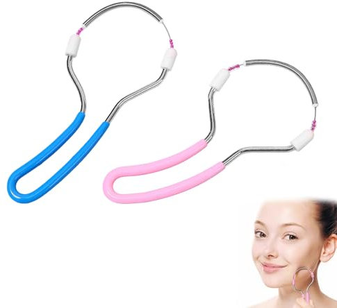 2 Stück Gesichtsepilierer, Frühlings Gesichtsepilierer, Manueller Tragbarer Kunststoff Epilierer,Edelstahl Epilierer, Für Gesichtshaarentfernung,Stirn,Wange,Oberlippe,Pink und blau