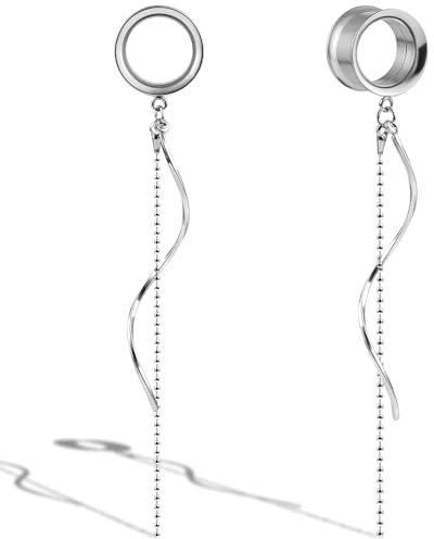 DOEARKO Flesh Tunnel Dilatatore Orecchio in Acciaio Inossidabile Double Flared Tunnel Vintage Style Ciondolo Ear Stretching Piercing per Uomini e Donne,da 8 mm a 16 mm (Argentato, 14mm)