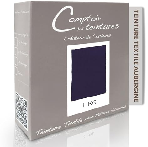 COMPTOIR DES TEINTURES – Teinture Textile – Mélange Aubegine (pour 1kg linge) – Teintures Durables pour Draps, Serviettes et Nappes – Facile à Utiliser en Machine à Laver ou à la Main