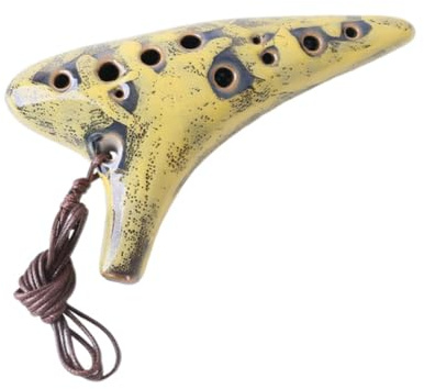 UTHCLO Ocarina in Ceramica 12 Fori Tonalità C Contralto Strumento Portatile per Principianti e Appassionati di Folk