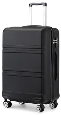 Kono Valise Extra Grande 85cm Valise de Voyage Légère 32 Pouces en ABS et PC à 4 roulettes et Serrure TSA, Noir