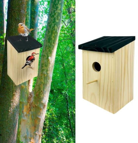 ADEPTNA Wooden Wild Bird Nest Box Bird House for Small Birds Sparrows Blue Tit Great Tits Robin – Ready Assembled