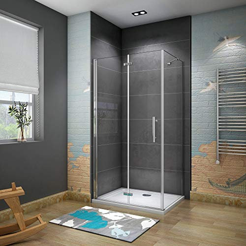 185cm Box Doccia Angolare Porta Pieghevole A Libro Vetro 6 mm Temperato Trasparente Anticalcare Con Barra Stabilizzatrice 90x70cm