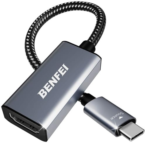 BENFEI USB C zu HDMI Adapter 4K@60Hz, USB Typ-C zu HDMI Adapter [Thunderbolt 3/4/5 Kompatibel] mit iPhone 15 Pro/Max, MacBook Pro/Air 2023, iPad Pro, iMac, S23, XPS 17, Surface Book 3