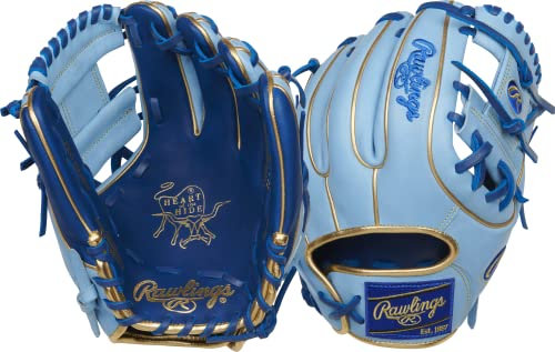 Rawlings Herren PROR312U-2R Heart of The Hide Series Baseball-Handschuh, 28,6 cm, Contour Youth Fit – 29,2 cm – Pro I Web – Columbia Blue/Royal, Einheitsgröße