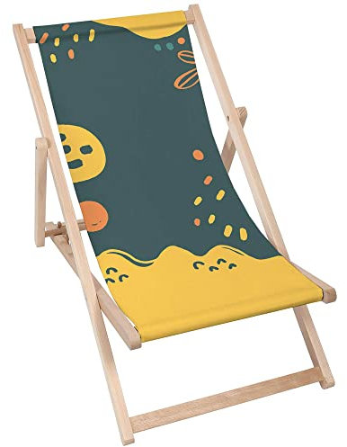 DreamRoots Liegestuhl Klappbar Holz aus Buchenholz, bis 130 kg belastbar, 3-Fach verstellbare Rückenlehne, waschbarer Polyesterbezug