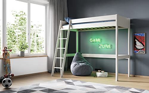 Noomi Tera Solid Wood High Sleeper Frame - White